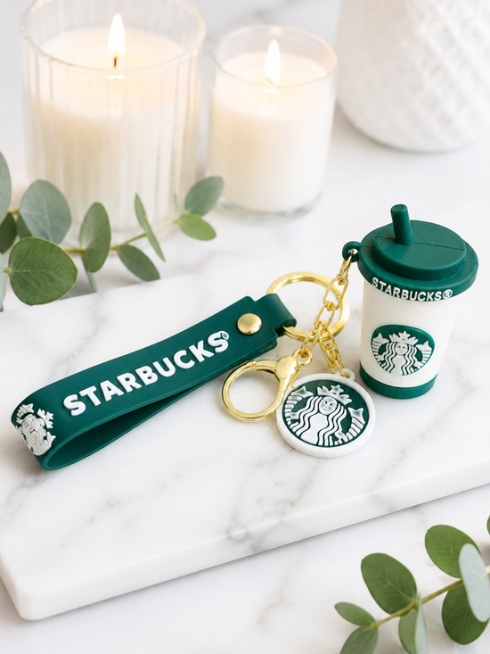 Starbucks Accessories - Starbucks Coffee Cup Keychain Wristlet | Green Silicone Strap | Cute Bag Charm